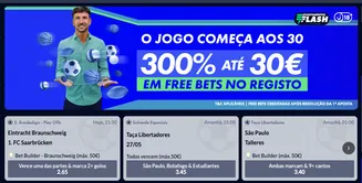 Oferta de registo Solverde — 300% até 30€ em apostas grátis. Promoção de boas-vindas Solverde com oferta de 300% até 30€ em free bets no registo.